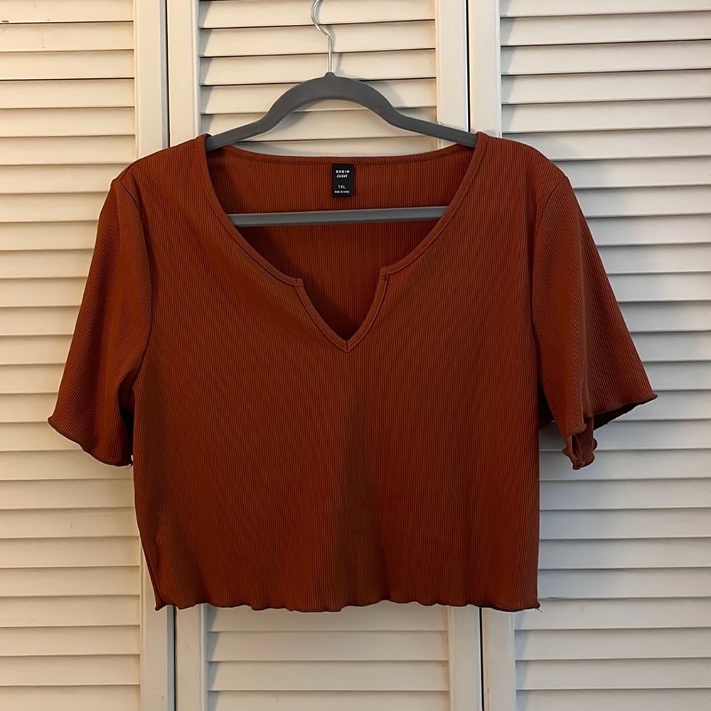 Frilled Crop Top, SHEIN CURVE